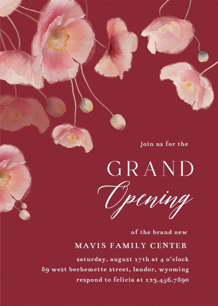 Poppy petals - grand opening invitation